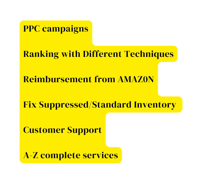 PPC campaigns Ranking with Different Techniques Reimbursement from AMAZ0N Fix Suppressed Standard Inventory Customer Support A Z complete services
